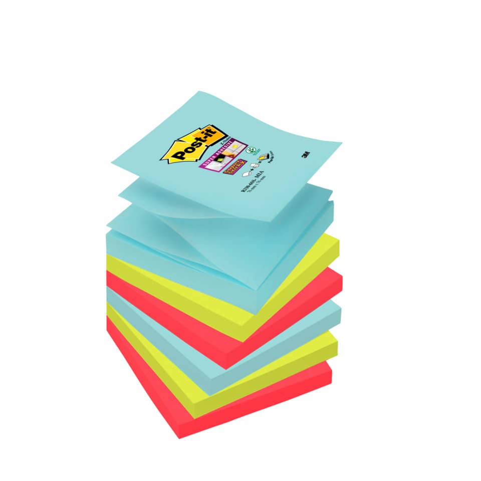 Foglietti riposizionabili Post-it® Ricarica Z-Notes Super Sticky assortiti Miami 6 bloc. da 90 ff - R330-6SS-MIA