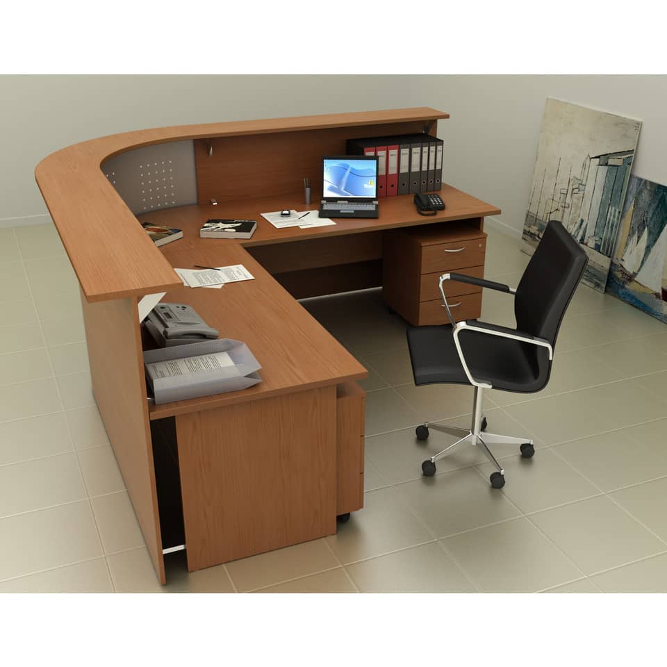 Bancone reception Artexport Presto angolare 90° 96,5x96,5x115h cm finitura noce chiaro - pannello in metallo - BA/4