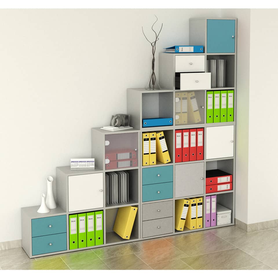 Libreria componibile Artexport Maxicolor - 9 caselle - 104x29,2x103,9 cm - Grigio alluminio - 9MaxC-5