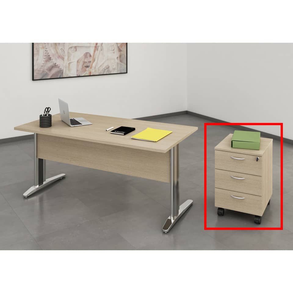 EC - Cassettiera a tre cassetti montata Artexport Presto 41,8x52x59,5 cm rovere - 60019/C