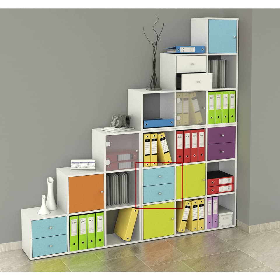 Coppia di cassetti per libreria componibile Artexport Maxicolor 32,5x28,8x32,5 cm - azzurro - 2C-MaxC-A