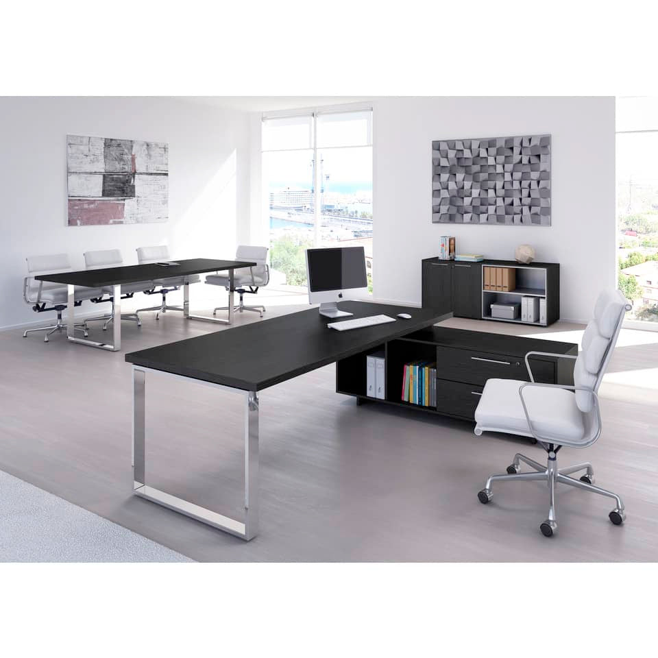 Mobile a giorno basso Artexport Flora doppio 163x43x81,4 cm top e fianchi nero venato frassino - 930C/8