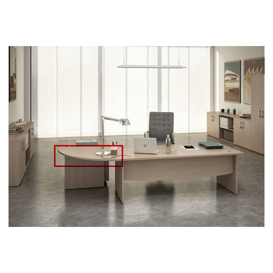 Raccordo angolare 90° per scrivanie Artexport Flex 80x80x73 cm - rovere con gamba grigio alluminio L90E+60011-C