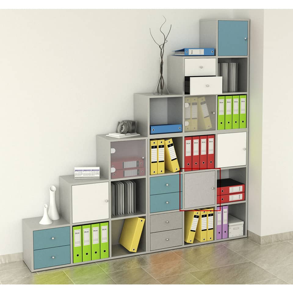Coppia di antine per libreria componibile Artexport Maxicolor - 32,2x32,2 cm - grigio alluminio