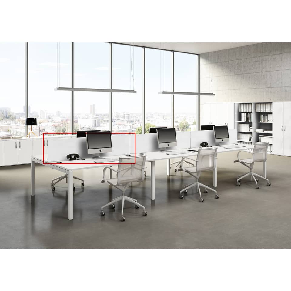 Pannello divisorio + staffe supporto per postazione open space Artexport Bridge 160x40 cm - bianco - PAN-160+BTAA-3