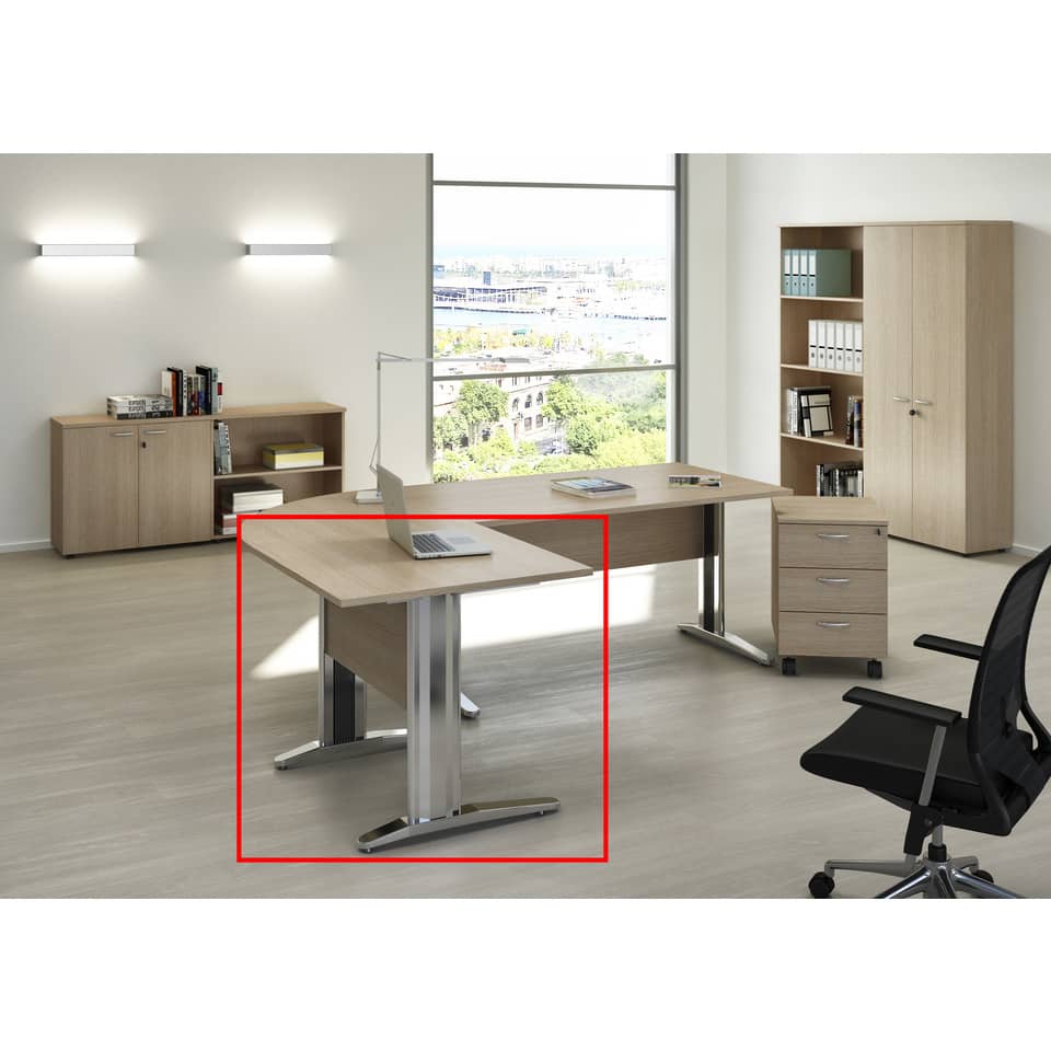 Scrivania Artexport Presto 80x80xH.72cm piano rovere - fianchi in metallo a L effetto cromato - 001+30512JOINTCR/C