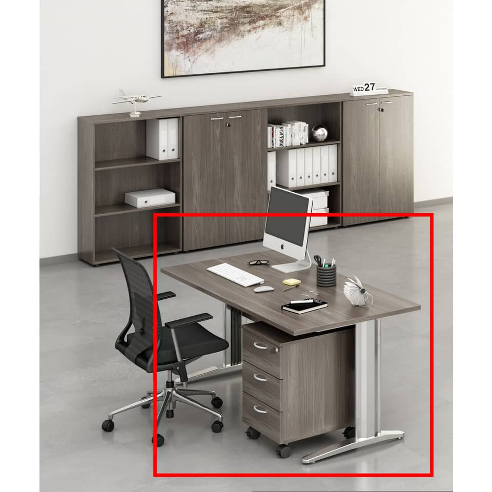 Scrivania Artexport Presto 80x80xH.72cm piano frassino toscano - fianchi in metallo L effetto cromato