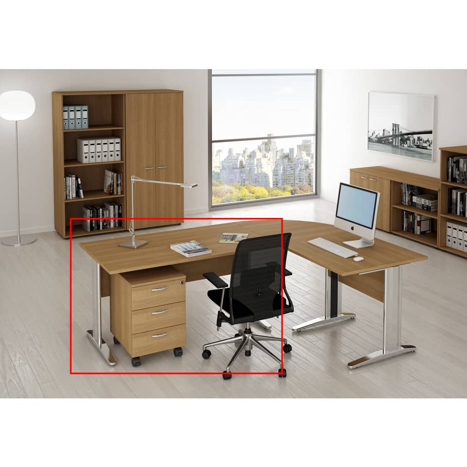 Scrivania Artexport Presto 160x80xH.72cm piano noce chiaro - fianchi in metallo a L effetto cromato - 003+30512JOINTCR/4