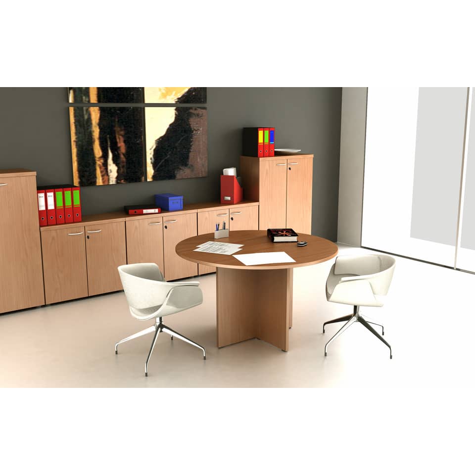 Tavolo riunione rotondo Artexport Presto Ø120xH.72 cm piano e gambe noce chiaro 60121/4