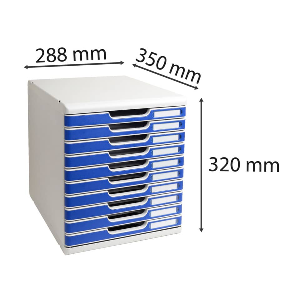 Cassettiera Exacompta MODULO Classic 10 cassetti 28,8x35x32 cm grigio/blu 302003D
