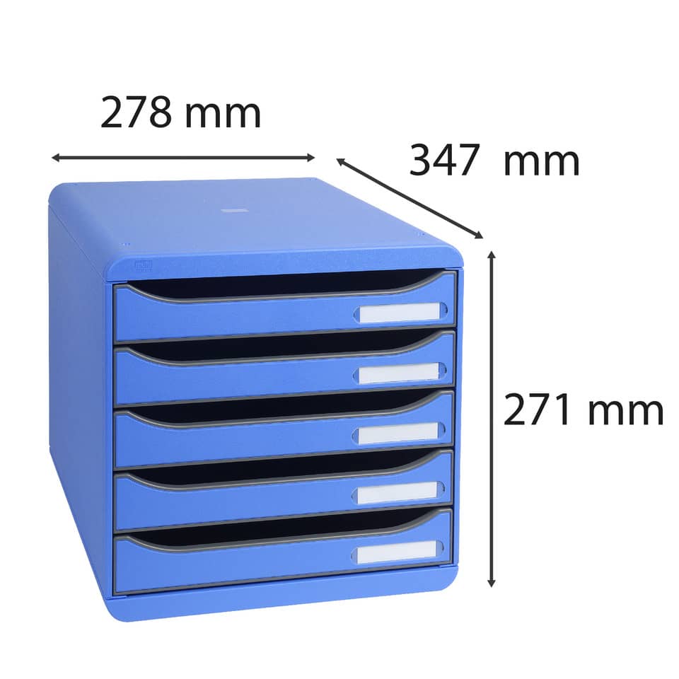 Cassettiera Exacompta BIG-BOX PLUS Classic blu ghiaccio - 5 cassetti 27,8x34,7x27,1 cm - 309779D
