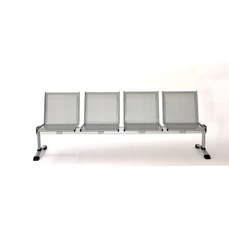 Panca 4 posti attesa Unisit Plexus PS4P in acciaio grigio - schienale e seduta forati traspiranti - PS4P