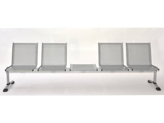 Panca 4 posti attesa Unisit Plexus PS4PT con tavolino in acciaio grigio schienale e seduta forati traspiranti - PS4PT