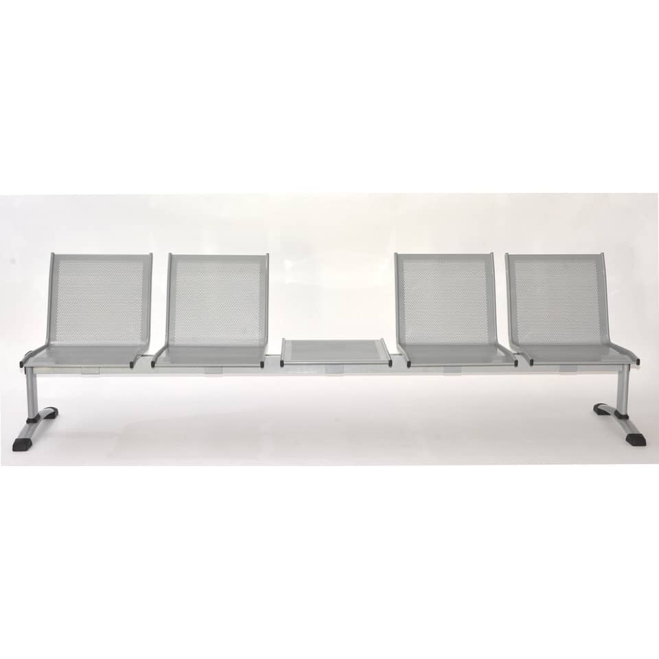 Panca 4 posti attesa Unisit Plexus PS4PT con tavolino in acciaio grigio schienale e seduta forati traspiranti - PS4PT