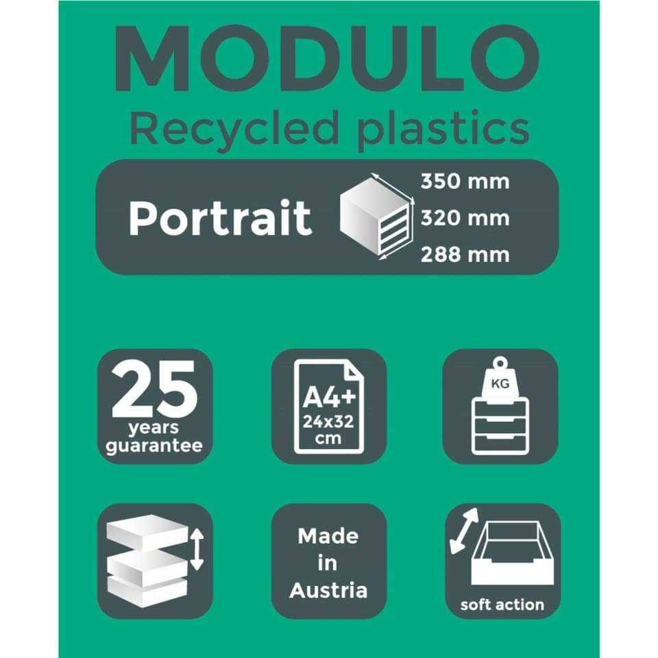 Cassettiera Exacompta MODULO Classic 3 cassetti 28,8x35x32 cm grigio/blu 325003D