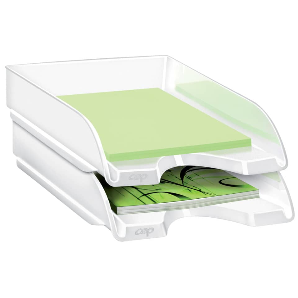 Vaschetta portacorrispondenza CepPro Gloss CEP in polistirolo impilabile bianco 25,7x24,8x6,6 cm - 1002000021