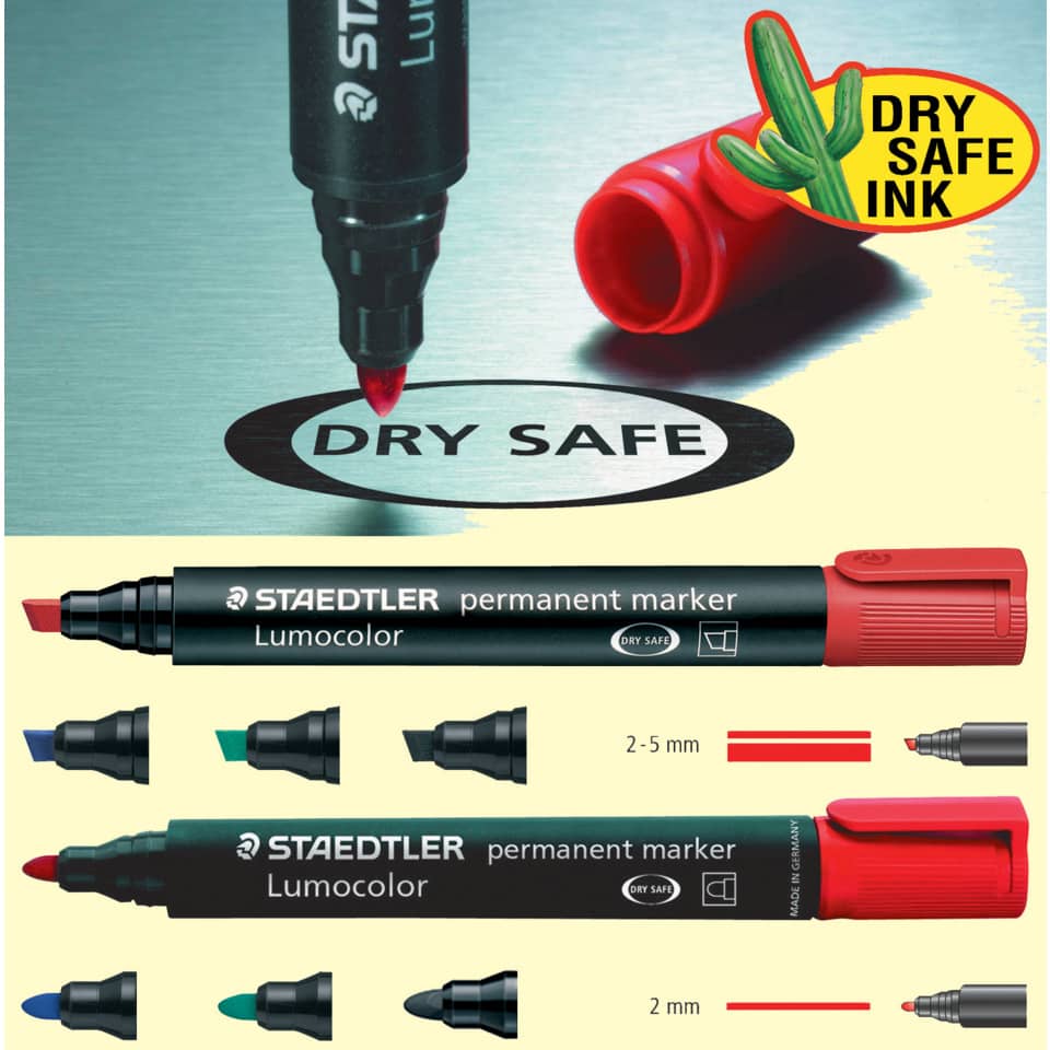 Marcatore punta a scalpello Staedtler Lumocolor permanent marker 350 2-5 mm blu - 350-3