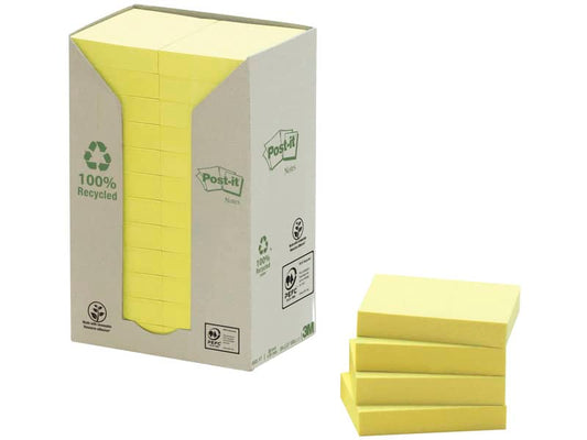 Foglietti Post-it® Notes Giallo in carta riciclata conf. torre da 24 blocchetti da 100 ff - 653-1T