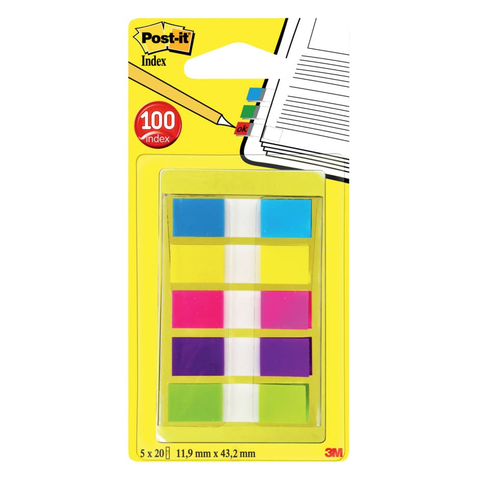 Segnapagina removibili Post-it® Index Mini con dispenser brillanti assortiti 5 confezioni da 20 - 683-5CBEU