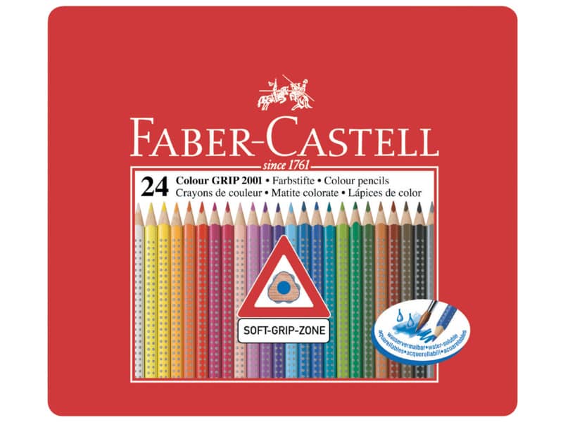 Matite colorate Faber-Castell Colour Grip  assortiti astuccio di metallo da 24 - 112423