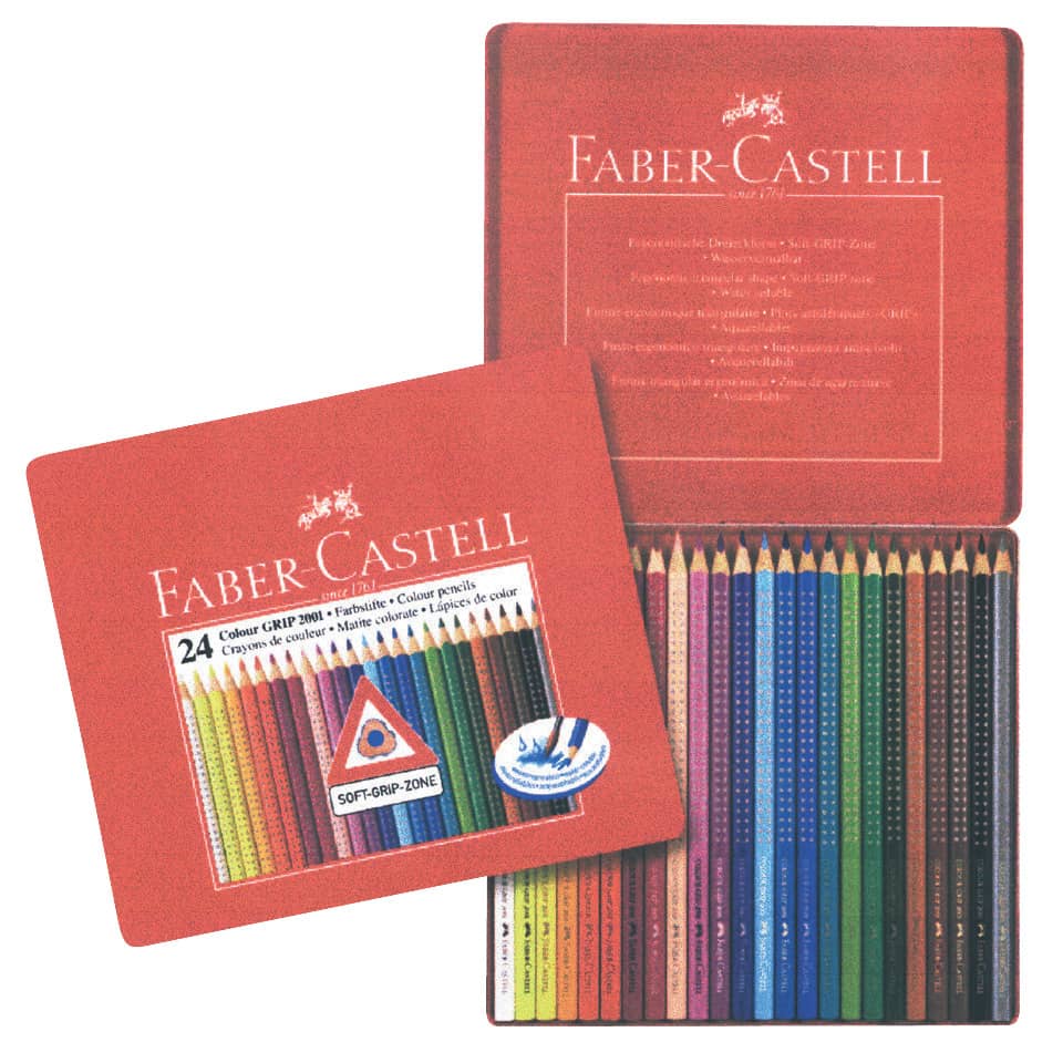 Matite colorate Faber-Castell Colour Grip  assortiti astuccio di metallo da 24 - 112423