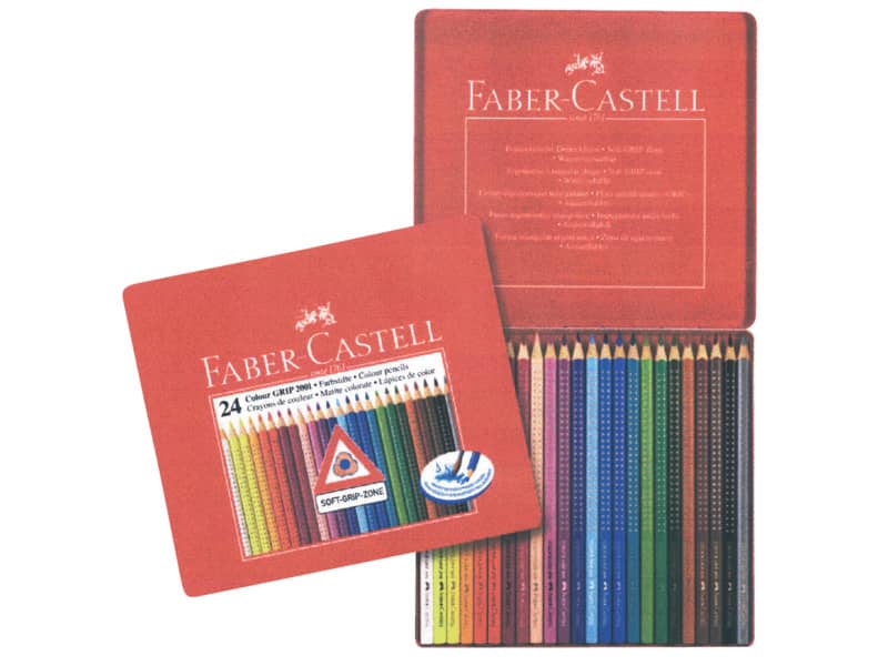 Matite colorate Faber-Castell Colour Grip  assortiti astuccio di metallo da 24 - 112423