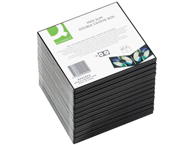 Porta CD/DVD Q-Connect Slim Case standard sp. 5 mm nero/trasparente conf. 25 pezzi - KF02210