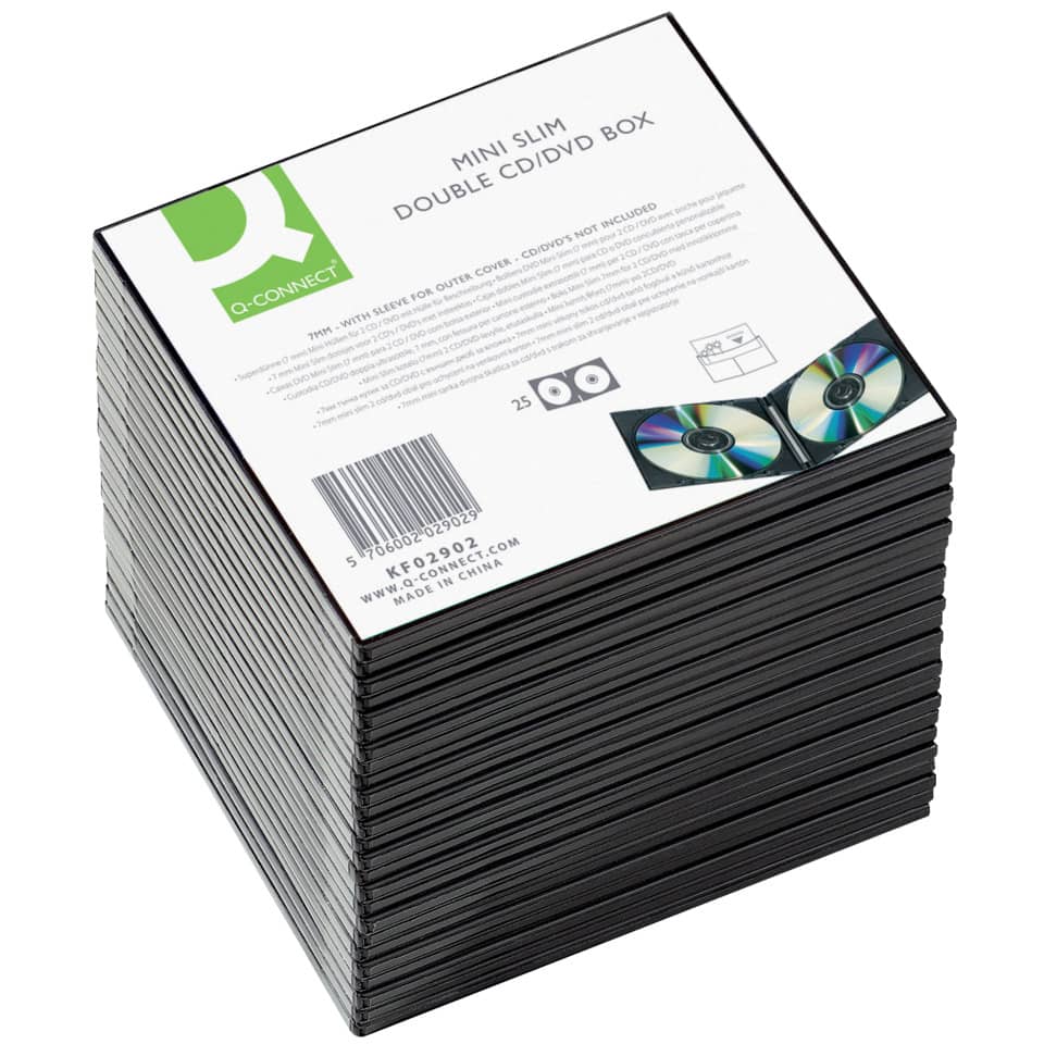 Porta CD/DVD Q-Connect Slim Case standard sp. 5 mm nero/trasparente conf. 25 pezzi - KF02210