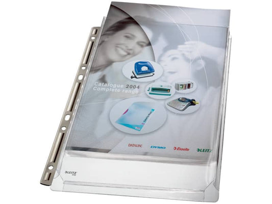 Buste perforate extra resistenti Leitz in PVC A4 trasparente confezione da 3 pezzi - 47553003