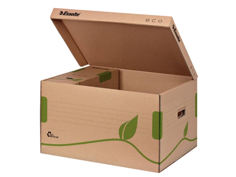 Scatola archivio Esselte ECOBOX container per Boxy 80/100 avana/verde 34,5x24,2x43,9 cm - 623918