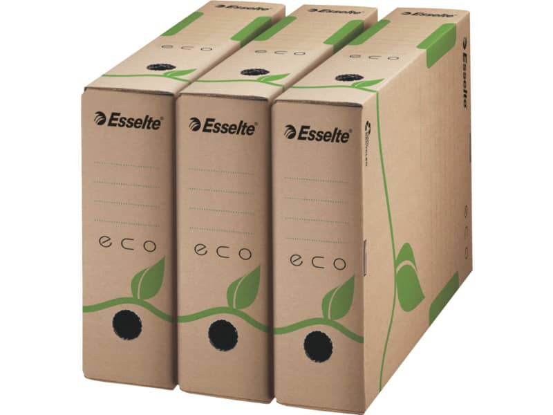Scatola archivio Esselte ECOBOX dorso 8 cm avana/verde 8x23,3x32,7 cm 623916