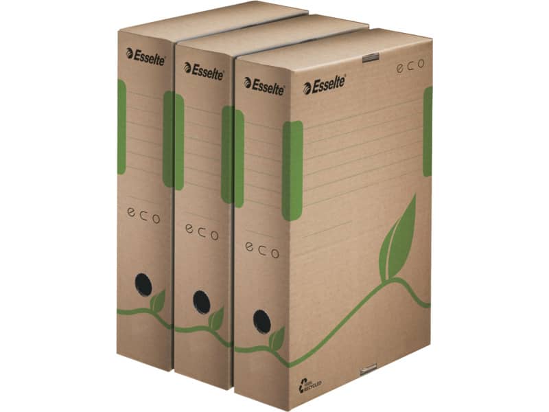 Scatola archivio Esselte ECOBOX dorso 8 cm avana/verde 8x23,3x32,7 cm 623916