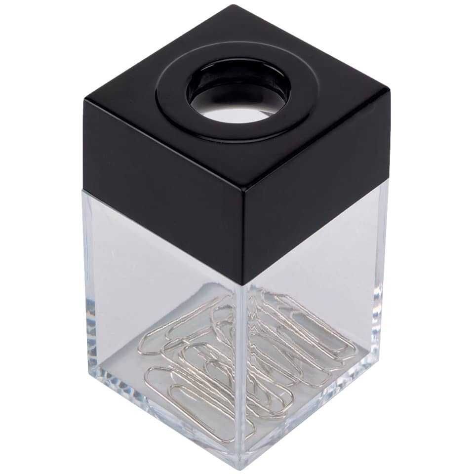 Dispenser per fermagli Q-Connect nero/trasparente quadrato 4,2x4,2x7 cm KF02132