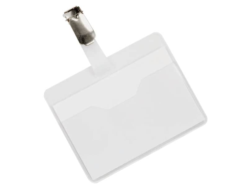 Portabadge Q-Connect plastica 90x60 mm con clip Visitor badge apertura superiore - conf. da 25 - KF01560