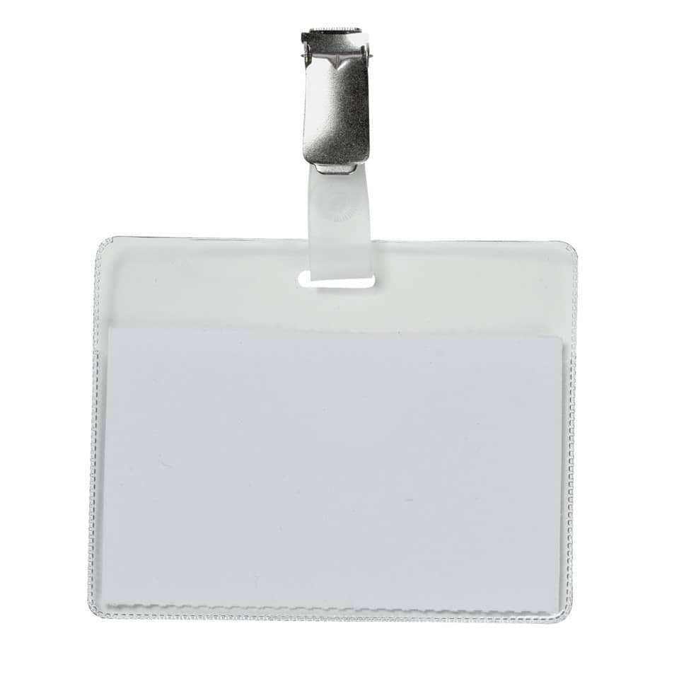 Portabadge Q-Connect plastica 90x60 mm con clip - Security badge chiuso Confezione da 25 pezzi - KF01562