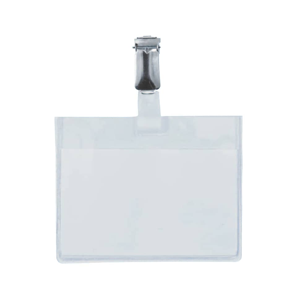 Portabadge Q-Connect plastica 90x60 mm con clip - Security badge chiuso Confezione da 25 pezzi - KF01562