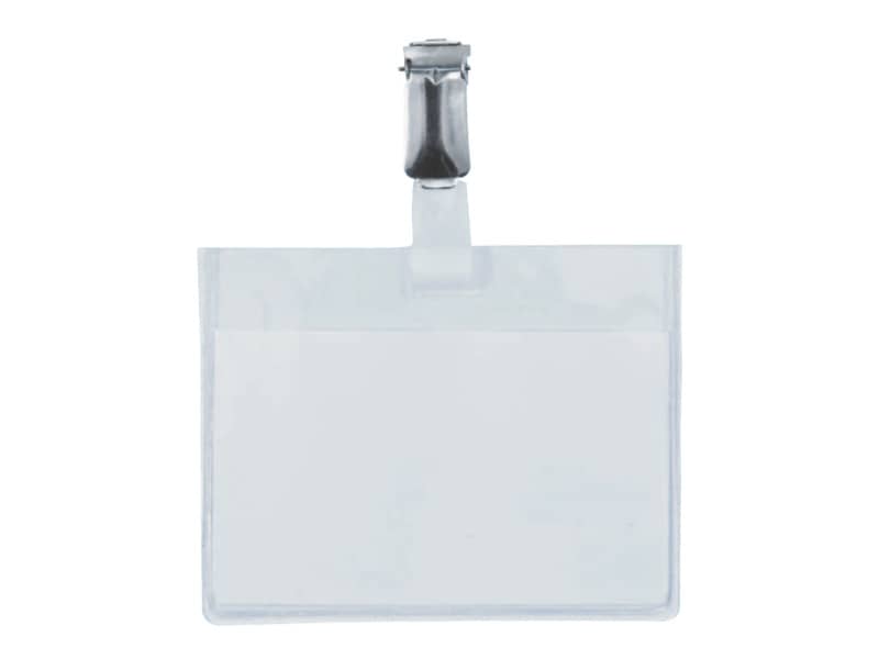 Portabadge Q-Connect plastica 90x60 mm con clip - Security badge chiuso Confezione da 25 pezzi - KF01562