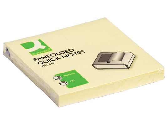 Foglietti riposizionabili a fisarmonica Q-Connect Z-Quick Notes 70 g/m² giallo 76x76 mm 12 bloc. da 100 ff - KF02161
