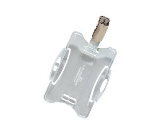 Portabadge rigido Durable 85x54 mm con clip di sicurezza orientabile trasparente Conf. 25 pezzi - 811819