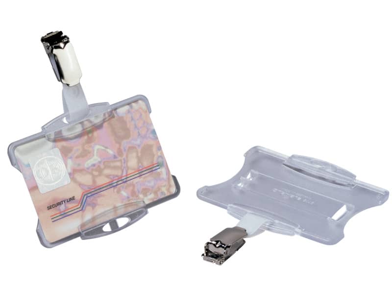 Portabadge rigido Durable 85x54 mm con clip di sicurezza orientabile trasparente Conf. 25 pezzi - 811819
