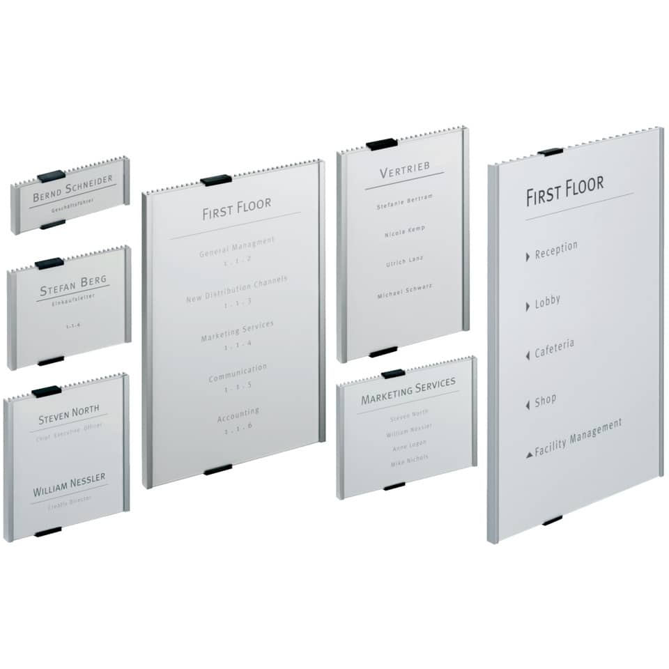 Targhe DURABLE INFO SIGN alluminio/acrilico trasparente/argento metallizzato 149x52,5 mm - 480023