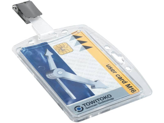Portabadge rigido Durable 87x54 mm con clip di sicurezza orientabile trasparente Conf. 25 pezzi - 800519