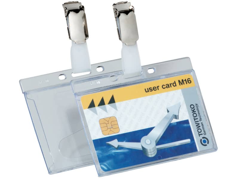 Portabadge rigido Durable 87x54 mm con clip di sicurezza orientabile trasparente Conf. 25 pezzi - 800519