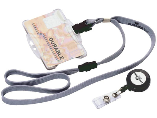 Cordoncino per portabadge DURABLE tessuto grigio 10mm x 44cm conf. 10 - 811910