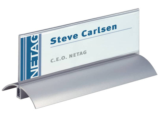Portanomi da tavolo DURABLE DELUXE argento/trasparente inserto 61x210mm conf. 2 - 820219