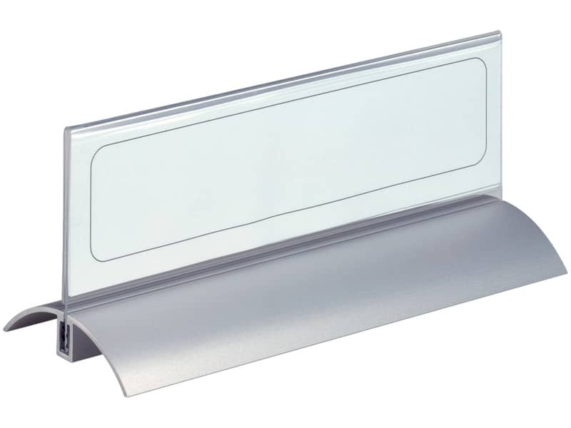 Portanomi da tavolo DURABLE DELUXE argento/trasparente inserto 61x210mm conf. 2 - 820219