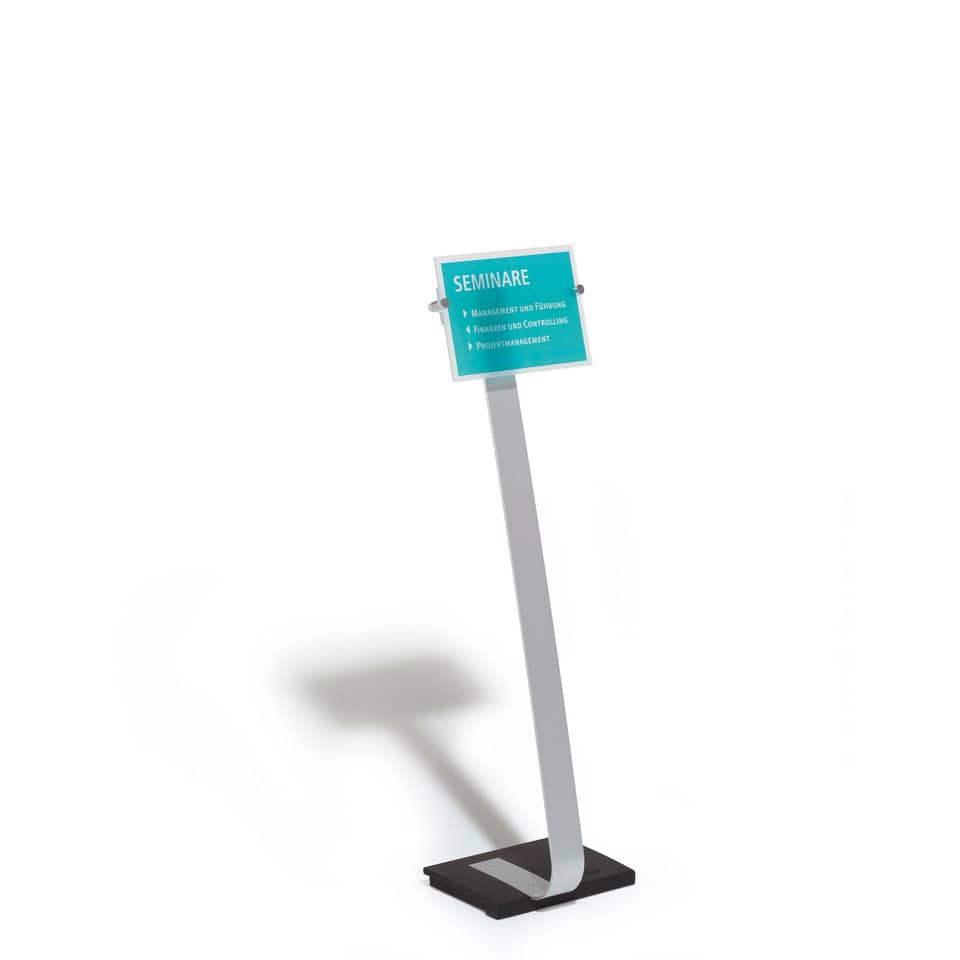 Espositore da terra DURABLE CRYSTAL SIGN STAND A4 argento metallizzato - 481823