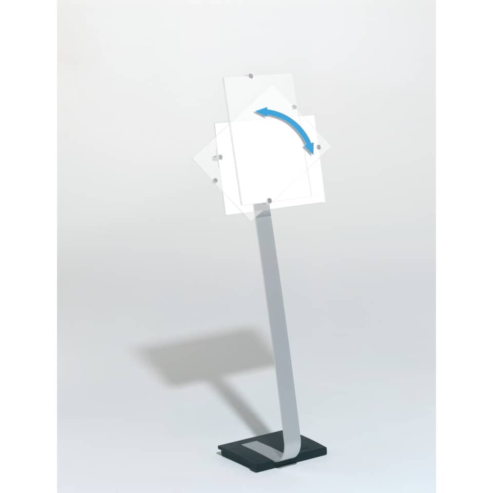 Espositore da terra DURABLE CRYSTAL SIGN STAND A3 argento metallizzato - 481923