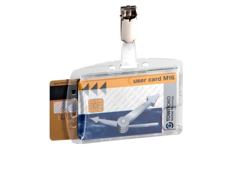 Portabadge Durable DUO 54x85mm con clip girevole trasparente Conf. 25 pezzi - 801319