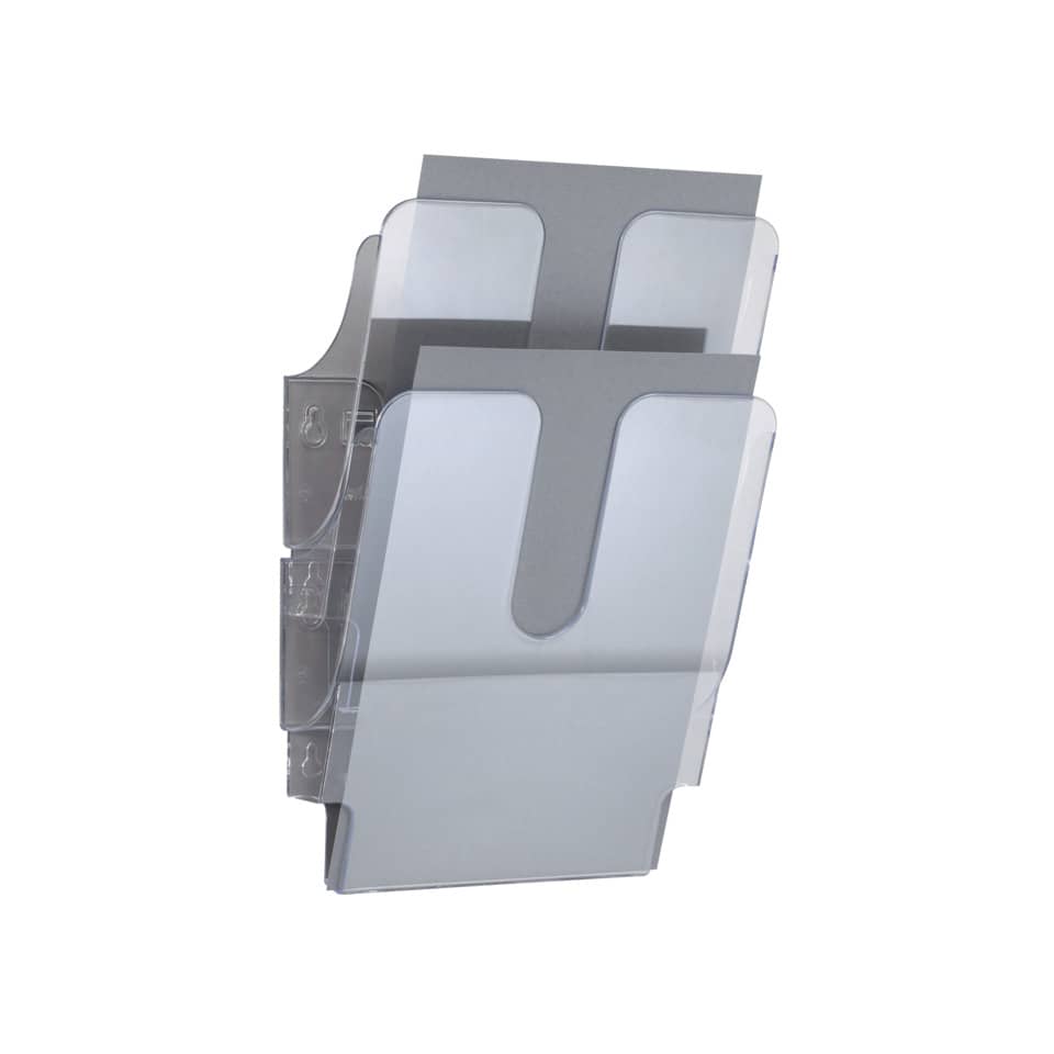 Espositore da parete DURABLE FLEXIPLUS 2 comparti A4 polistirolo trasparente 24,7x10x36 cm - 1709008400